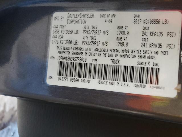 1D7HA18N34S723010 - 2004 DODGE RAM 1500 ST 灰色 照片 12