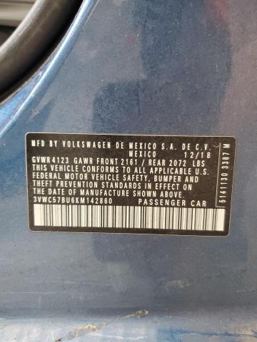 3VWC57BU6KM142860 - 2019 VOLKSWAGEN JETTA S BLUE photo 12