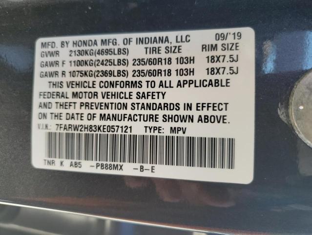 7FARW2H83KE057121 - 2019 HONDA CR-V EXL CHARCOAL photo 14