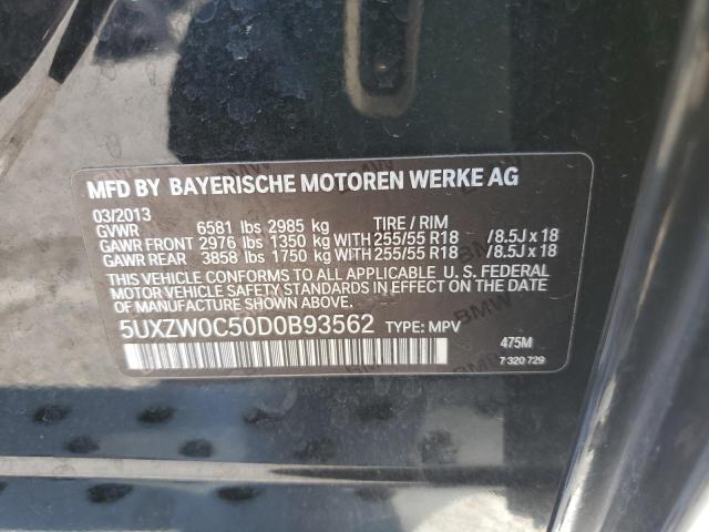 5UXZW0C50D0B93562 - 2013 BMW X5 XDRIVE35D BLACK photo 13