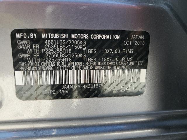 JA4AD3A34KZ018786 - 2019 MITSUBISHI OUTLANDER SE GRAY photo 14