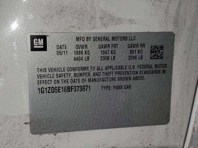 1G1ZD5E16BF373871 - 2011 CHEVROLET MALIBU 2LT თეთრი ფოტო 12