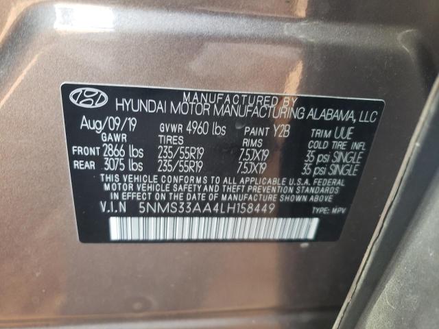 5NMS33AA4LH158449 - 2020 HYUNDAI SANTA FE SEL BROWN photo 13