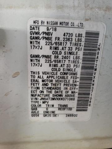 JN8AT2MVXKW371068 - 2019 NISSAN ROGUE S WHITE photo 14