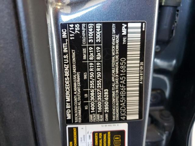 4JGDA5HB6FA516850 - 2015 MERCEDES-BENZ ML 350 4MATIC GRAY photo 14