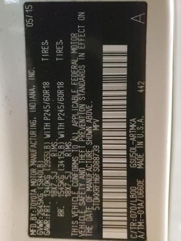 5TDKKRFH6FS088739 - 2015 TOYOTA HIGHLANDER XLE Սպիտակ լուսանկար 14