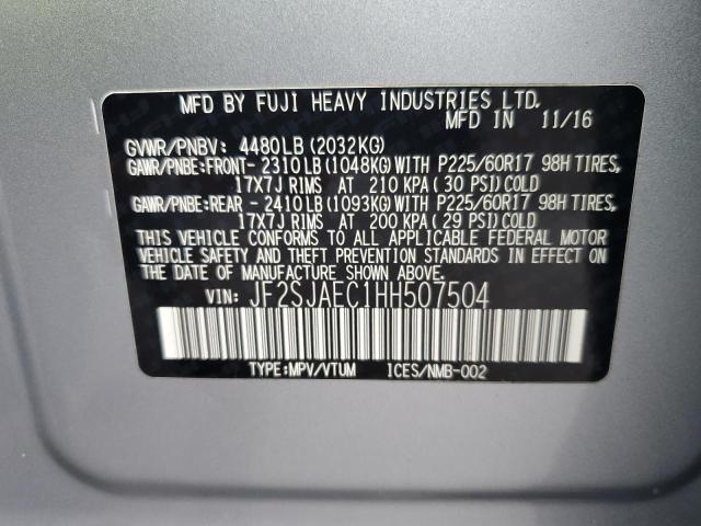 JF2SJAEC1HH507504 - 2017 SUBARU FORESTER 2.5I PREMIUM 银色 照片 14