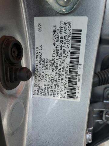 19XFC2F84ME003751 - 2021 HONDA CIVIC SPORT 银色 照片 12