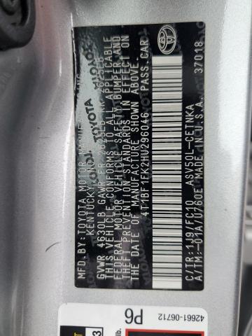 4T1BF1FK2HU296046 - 2017 TOYOTA CAMRY LE 银色 照片 12