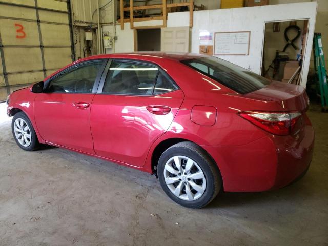 2T1BURHE3GC704999 - 2016 TOYOTA COROLLA L RED photo 2