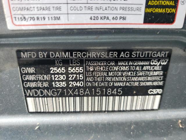 WDDNG71X48A151845 - 2008 MERCEDES-BENZ S 550 GRAY photo 12