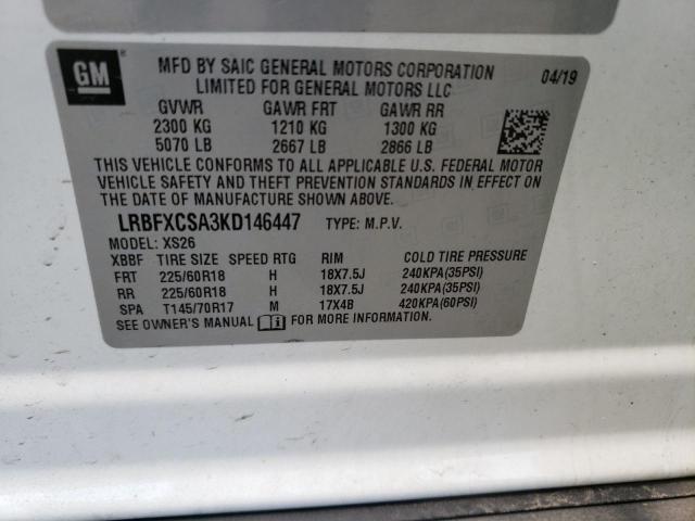 LRBFXCSA3KD146447 - 2019 BUICK ENVISION ESSENCE WHITE photo 13