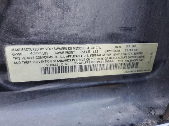 3VWRJ71K38M145844 - 2008 VOLKSWAGEN JETTA WOLFSBURG 黑色 照片 13