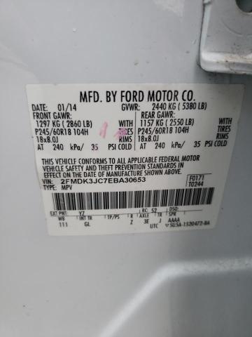 2FMDK3JC7EBA30653 - 2014 FORD EDGE SEL WHITE photo 12