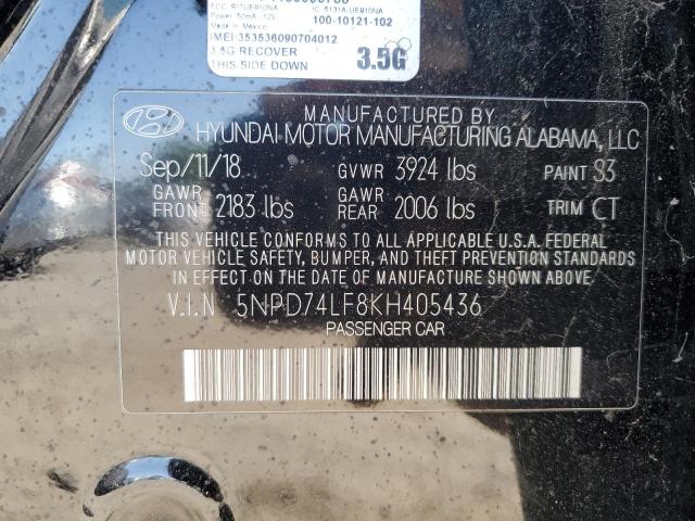 5NPD74LF8KH405436 - 2019 HYUNDAI ELANTRA SE BLACK photo 13