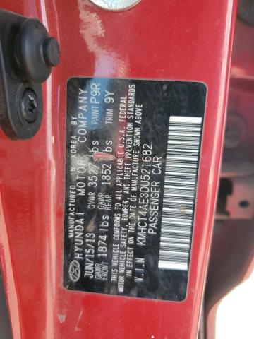 KMHCT4AE3DU521682 - 2013 HYUNDAI ACCENT GLS RED photo 12