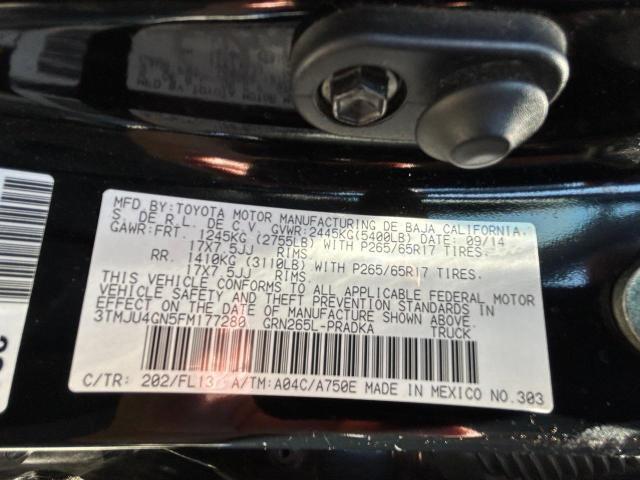 3TMJU4GN5FM177280 - 2015 TOYOTA TACOMA DOUBLE CAB PRERUNNER BLUE photo 10