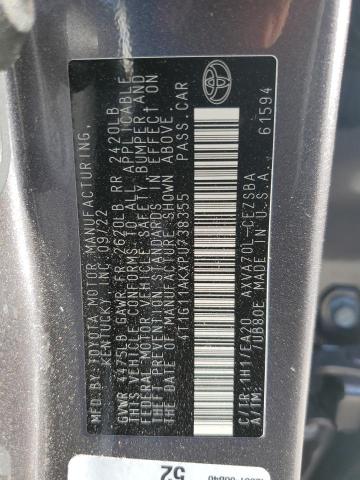 4T1G11AKXPU738355 - 2023 TOYOTA CAMRY SE NIGHT SHADE GRAY photo 12