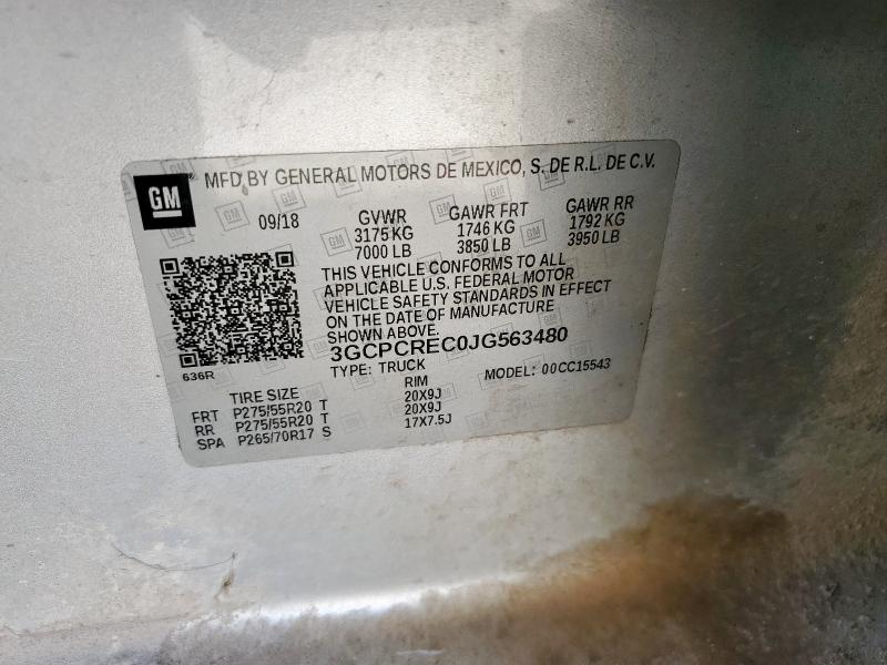 3GCPCREC0JG563480 - 2018 CHEVROLET SILVERADO C1500 LT Plata foto 12