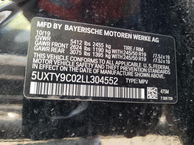 5UXTY9C02LL304552 - 2020 BMW X3 XDRIVEM40I BLACK photo 12