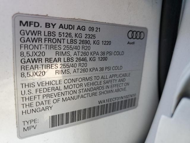 WA1EECF31N1027410 - 2022 AUDI Q3 PREMIUM PLUS S LINE 45 WHITE photo 13