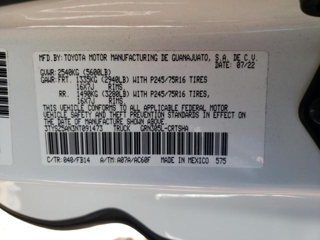 3TYSZ5AN3NT091473 - 2022 TOYOTA TACOMA ACCESS CAB შავი ფოტო 13