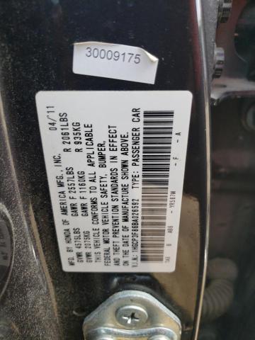 1HGCP3F86BA026592 - 2011 HONDA ACCORD EXL PURPLE photo 12