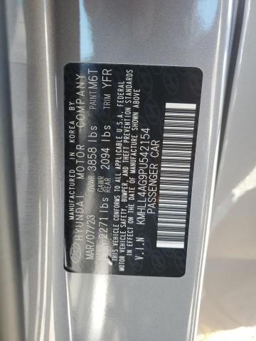 KMHLL4AG9PU542154 - 2023 HYUNDAI ELANTRA SE GRAY photo 12