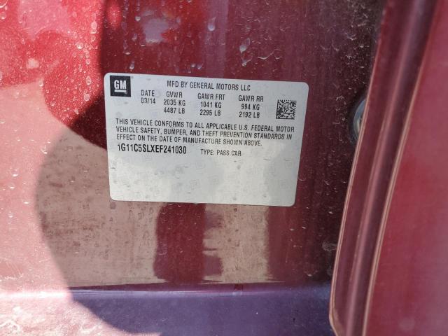 1G11C5SLXEF241030 - 2014 CHEVROLET MALIBU 1LT BURGUNDY photo 12