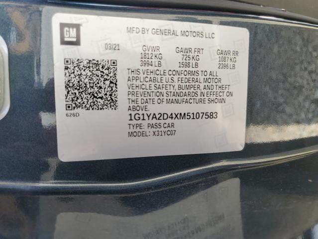 1G1YA2D4XM5107583 - 2021 CHEVROLET CORVETTE STINGRAY 1LT CHARCOAL photo 12