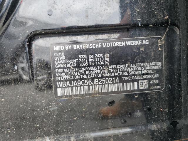 WBAJA9C56JB250214 - 2018 BMW 530E BLACK photo 12