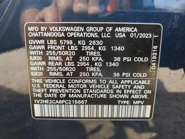 1V2HE2CA6PC215667 - 2023 VOLKSWAGEN ATLAS CROS SE Bleu photo 13