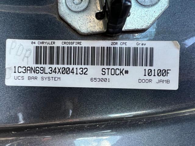 1C3AN69L34X004132 - 2004 CHRYSLER CROSSFIRE LIMITED GRAY photo 10