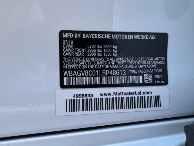 WBAGV8C01LBP48613 - 2020 BMW M850XI WHITE photo 10