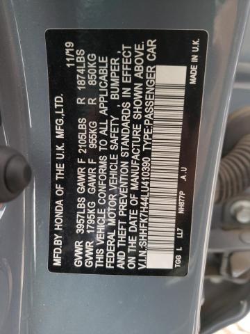 SHHFK7H44LU410390 - 2020 HONDA CIVIC SPORT 青绿色 照片 10