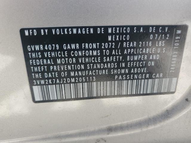 3VW2K7AJ2DM205113 - 2013 VOLKSWAGEN JETTA BASE 米色 照片 12