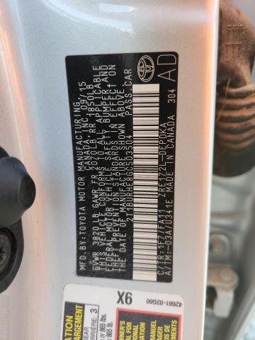 2T1BURHE8GC503504 - 2016 TOYOTA COROLLA L 银色 照片 12