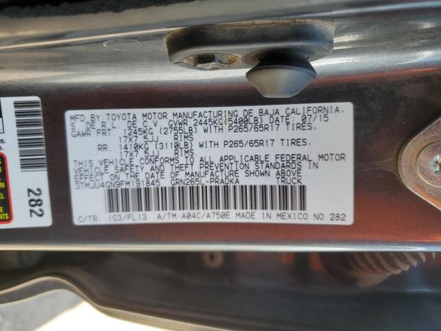 3TMJU4GN9FM191845 - 2015 TOYOTA TACOMA DOUBLE CAB PRERUNNER GRAY photo 12