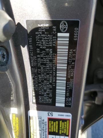 4T1K61AK4MU516272 - 2021 TOYOTA CAMRY XSE GRAY photo 13