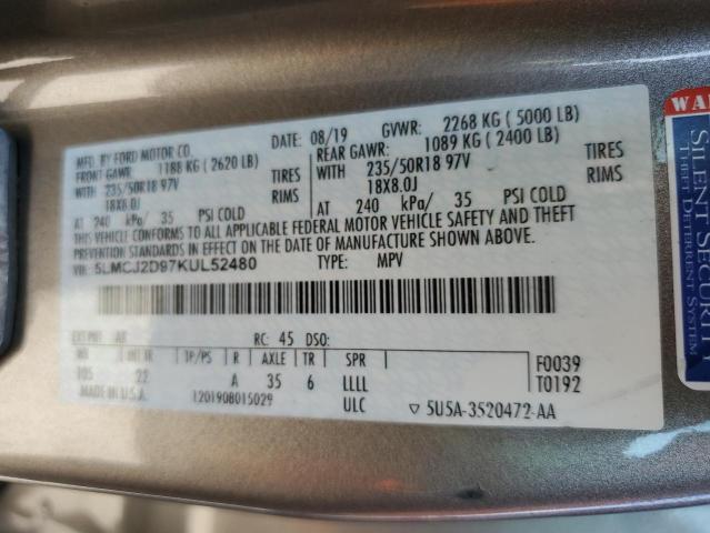 5LMCJ2D97KUL52480 - 2019 LINCOLN MKC SELECT 棕色 照片 14