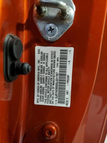 5J6YH28593L031767 - 2003 HONDA ELEMENT EX Pomarańczowy zdjęcie 13