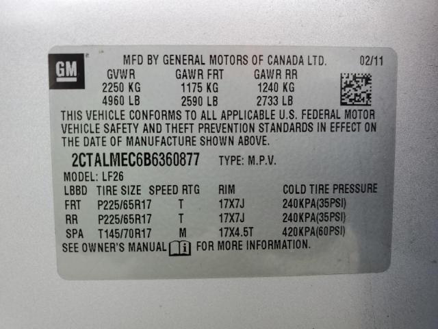 2CTALMEC6B6360877 - 2011 GMC TERRAIN SLE SILVER photo 14