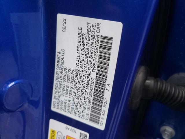19UUB6F55NA000872 - 2022 ACURA TLX TECH A BLUE photo 12