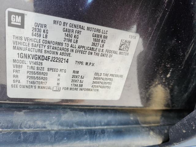 1GNKVGKD4FJ229214 - 2015 CHEVROLET TRAVERSE LT GRAY photo 13