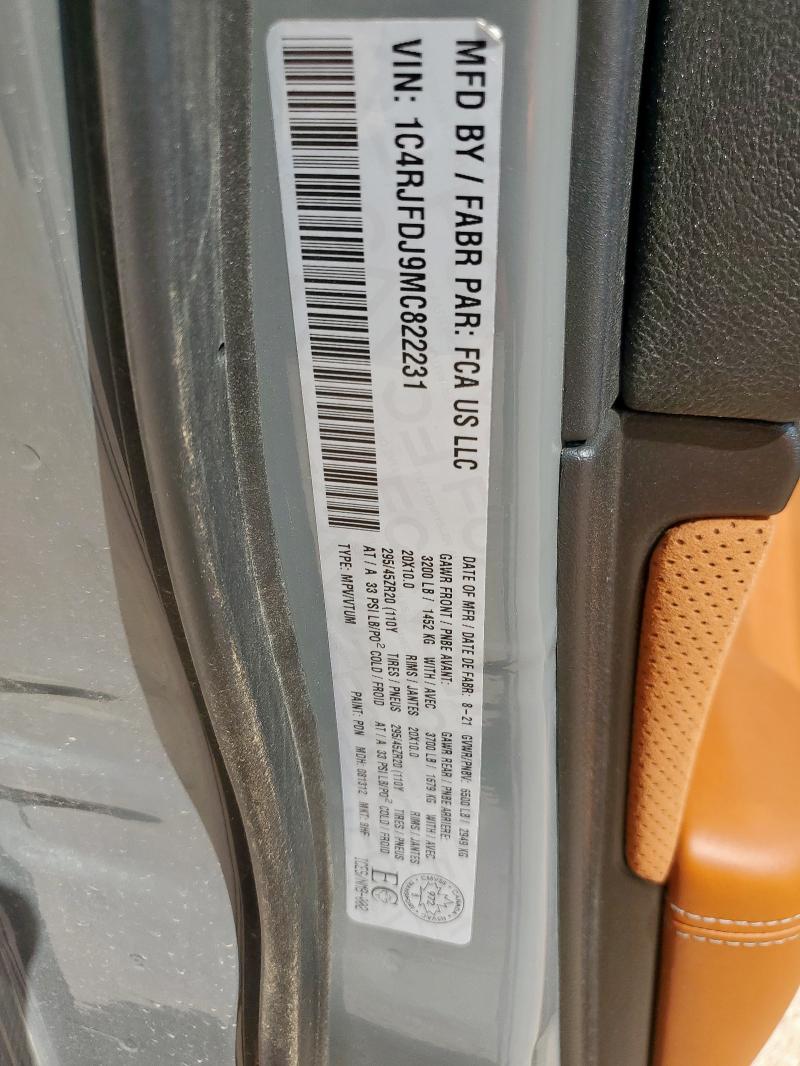 1C4RJFDJ9MC822231 - 2021 JEEP GRAND CHER SRT-8 GRAY photo 14