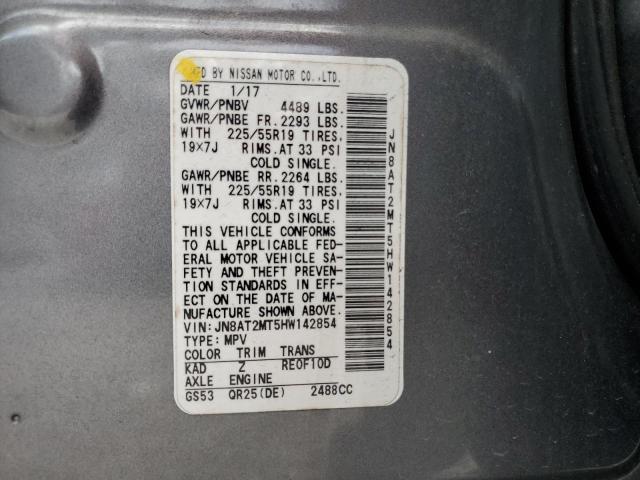 JN8AT2MT5HW142854 - 2017 NISSAN ROGUE S 灰色 照片 13