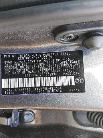 4T1T11AK7RU904834 - 2024 TOYOTA CAMRY SE NIGHT SHADE GRAY photo 12