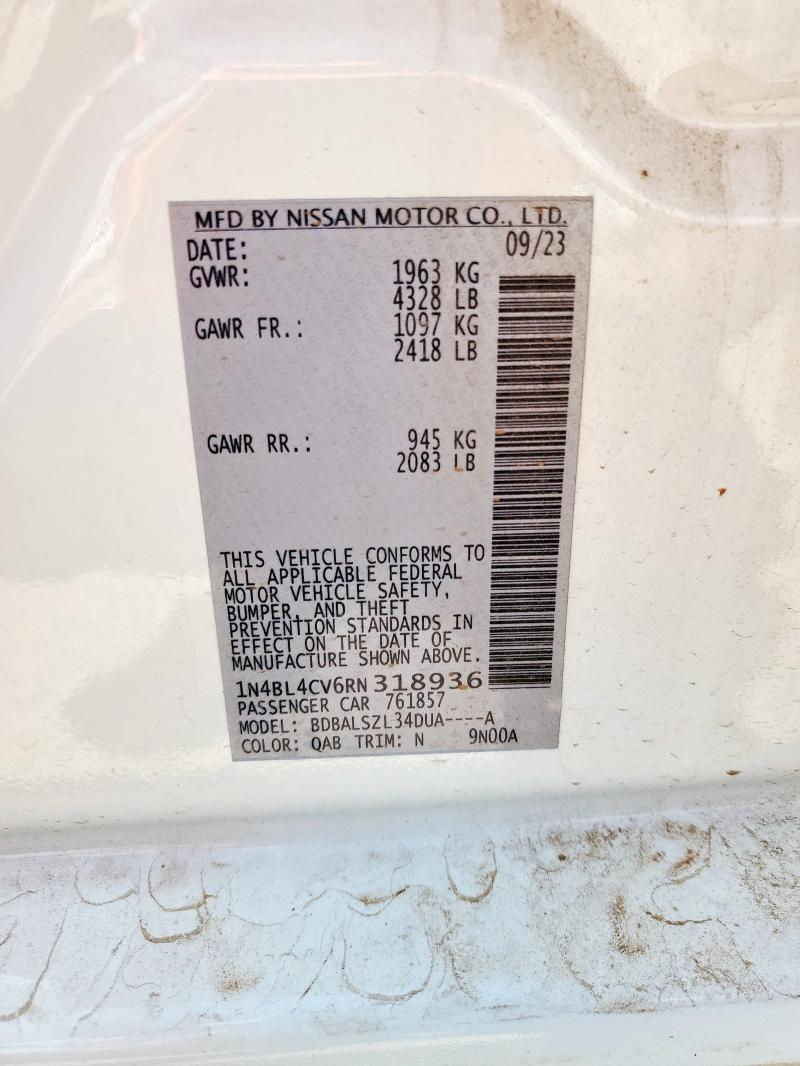 1N4BL4CV6RN318936 - 2024 NISSAN ALTIMA SR WHITE photo 13