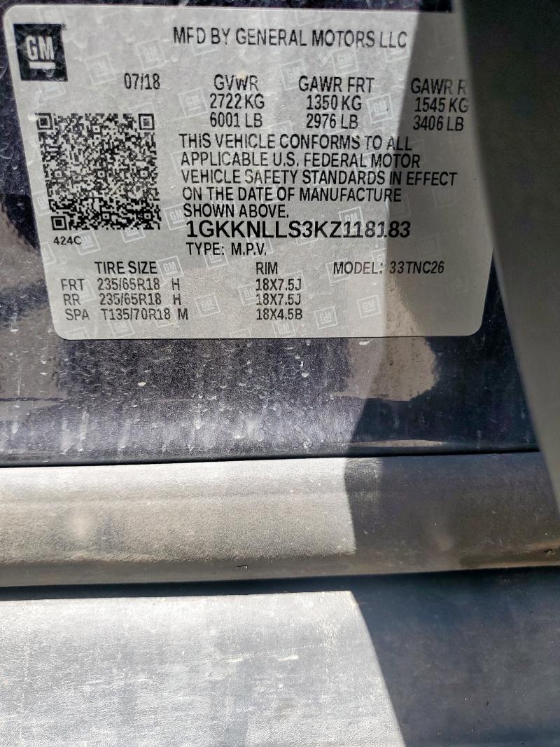 1GKKNLLS3KZ118183 - 2019 GMC ACADIA SLE Bənövşəyi foto 13