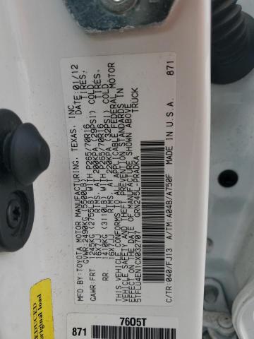 5TFLU4EN1CX032707 - 2012 TOYOTA TACOMA DOUBLE CAB WHITE photo 12